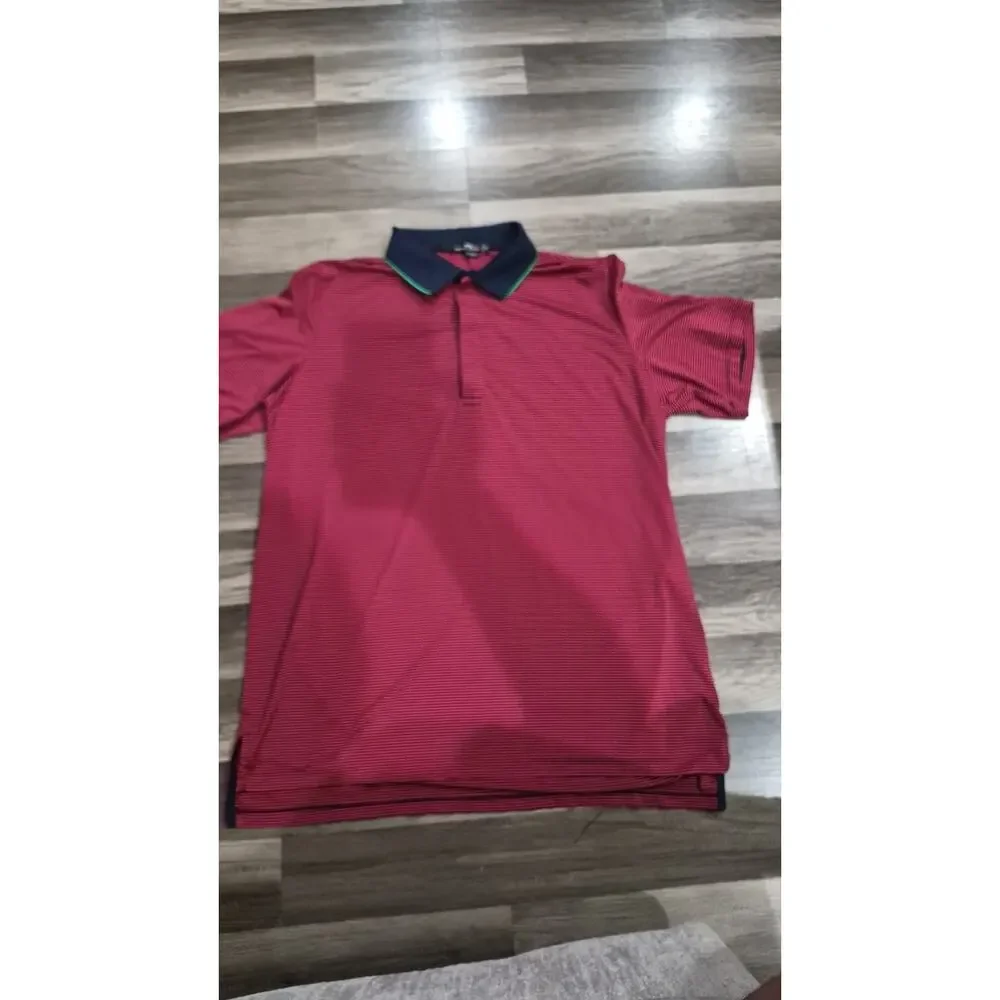 RLX Ralph Lauren Performance Golf Men’s XL Polo Shirt Red/navy Blue Striped